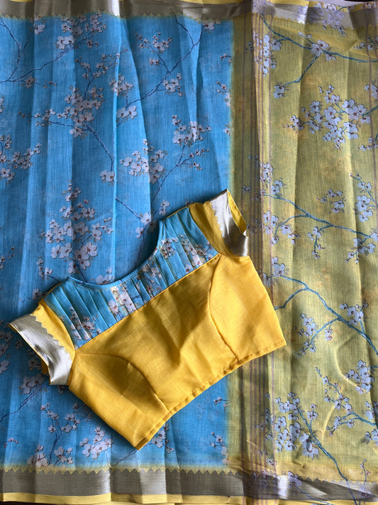 Linen Saree With Stitched Blouse