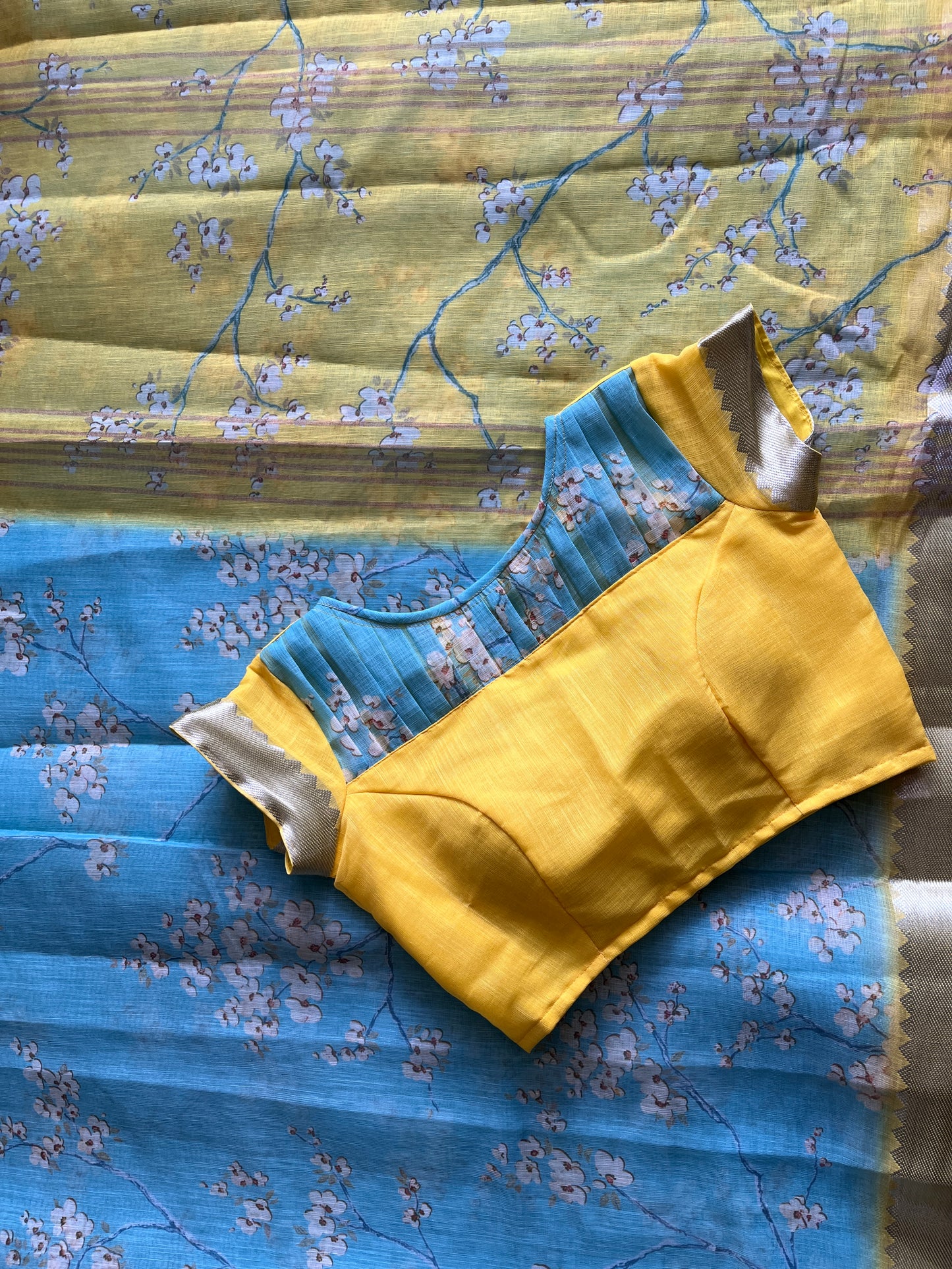 Linen Saree With Stitched Blouse