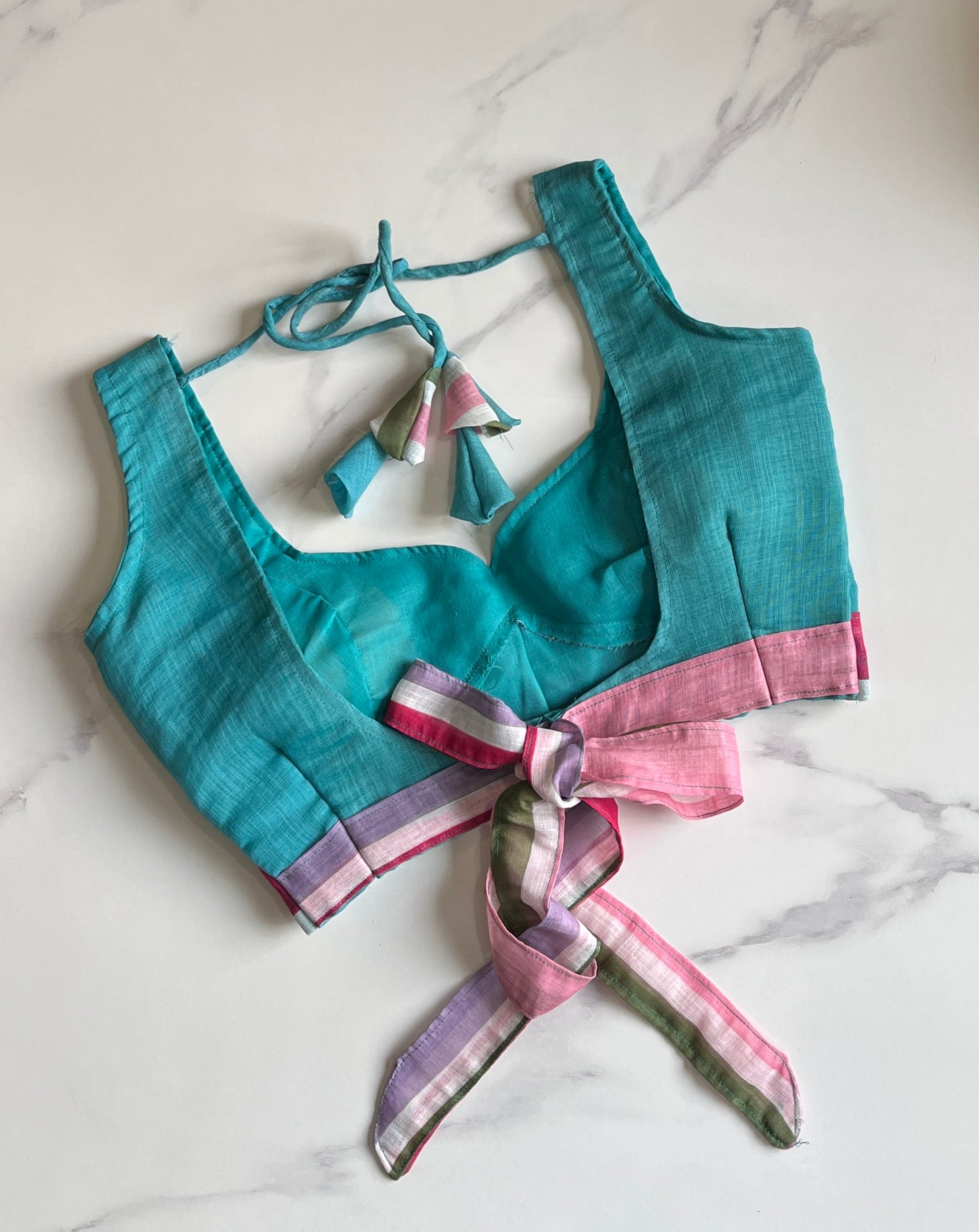 Premium Linen Stripes Saree With Stitched Blouse