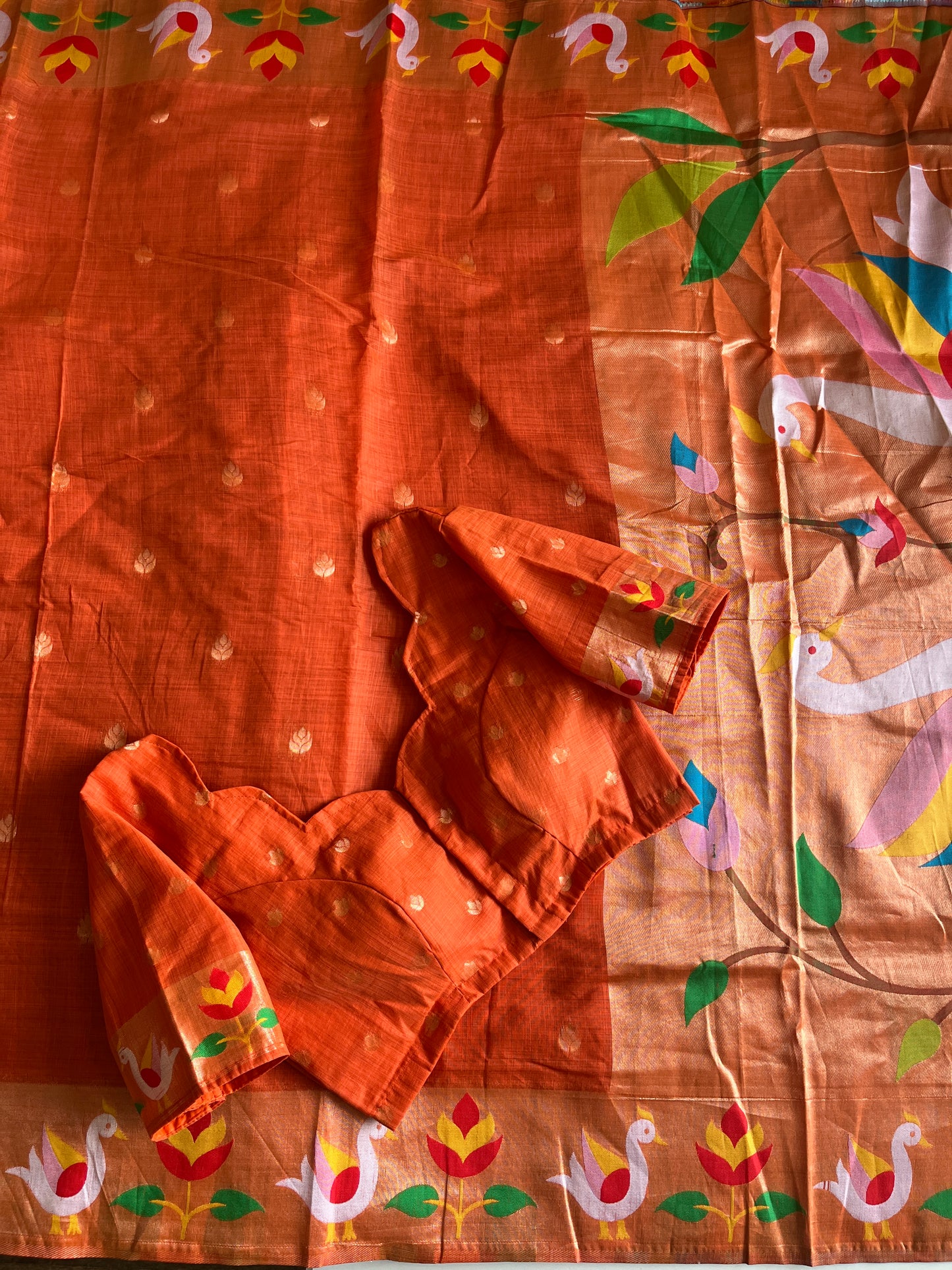 Munga Cotton Saree With Stitched Blouse