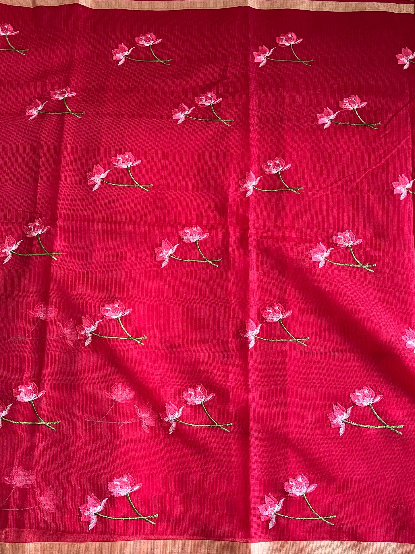 Kota Doriya Saree With Flower Embroidery