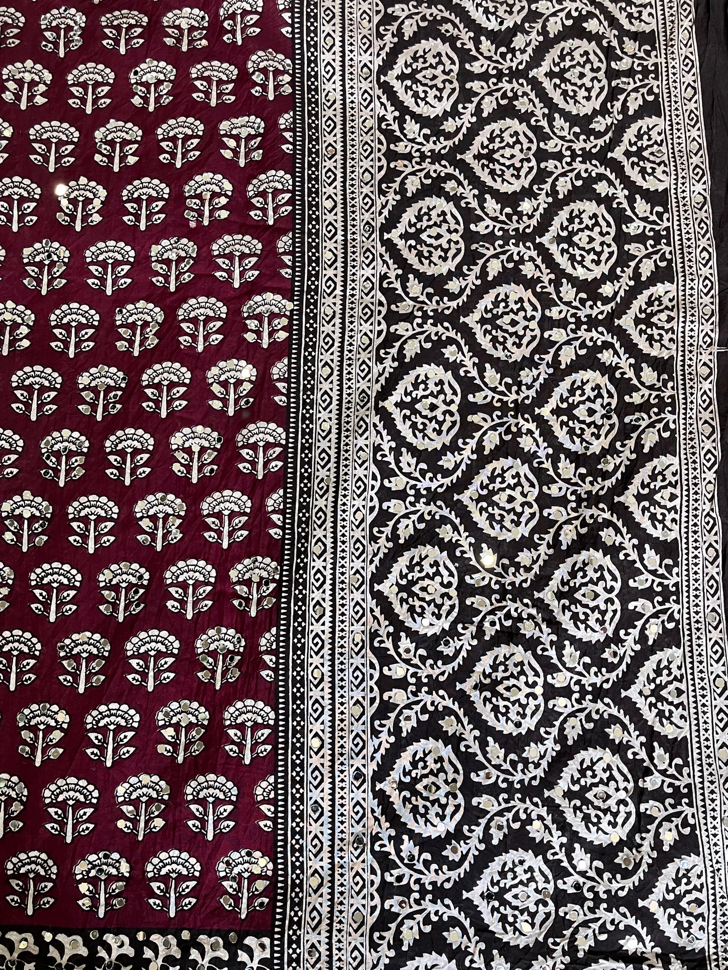 Chanderi Mul Mul Cotton Saree With Mirror Work