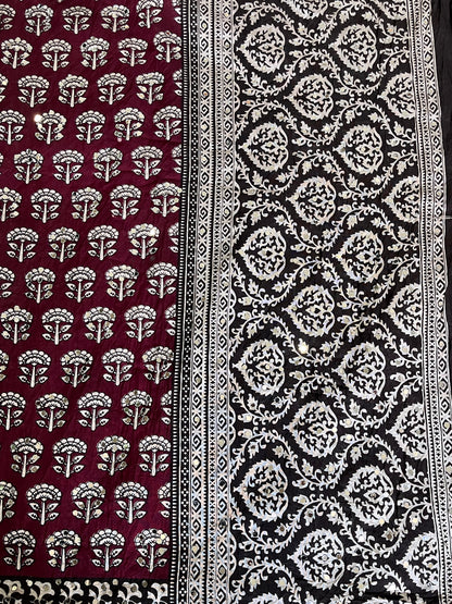 Chanderi Mul Mul Cotton Saree With Mirror Work