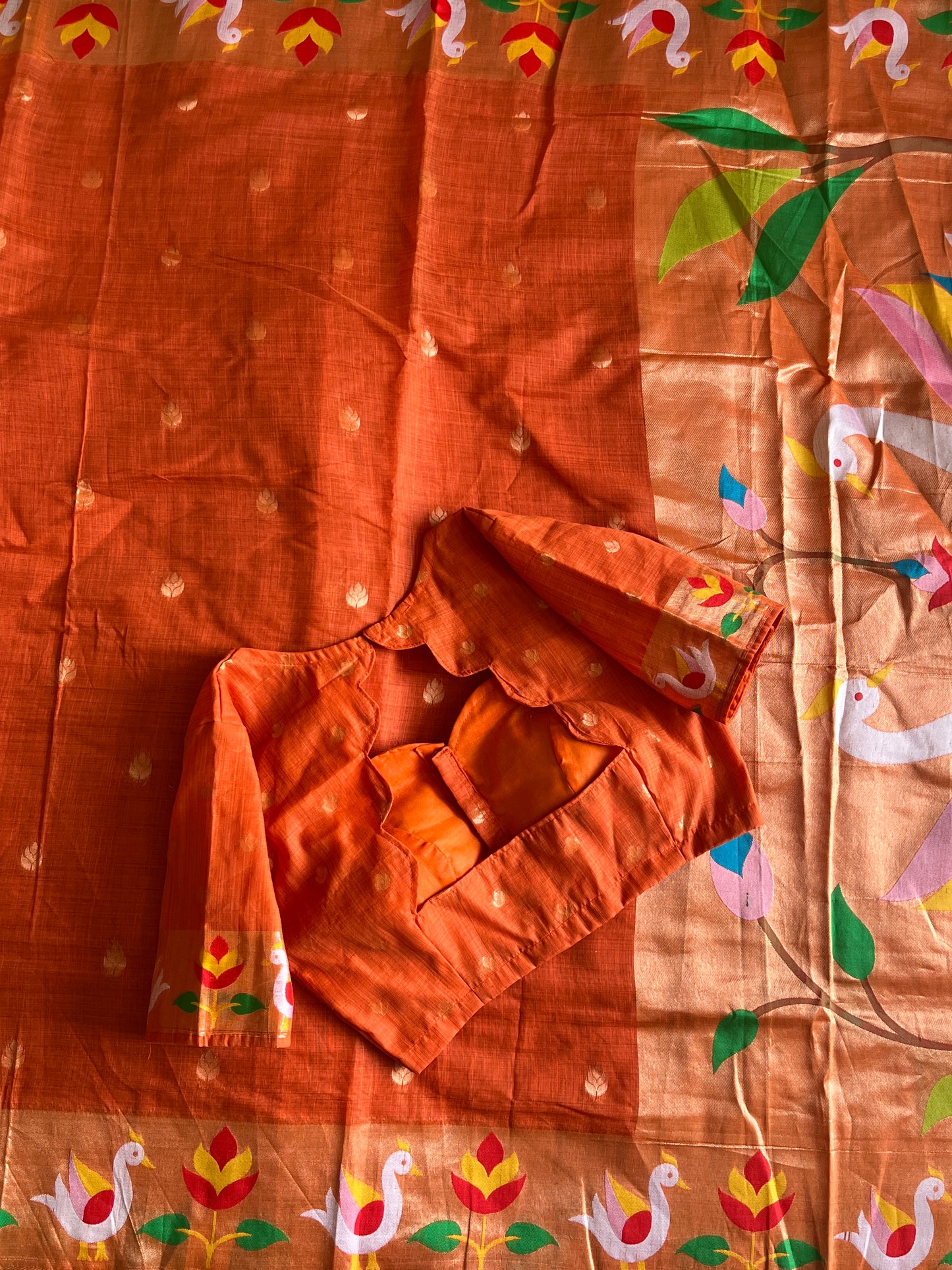 Munga Cotton Saree With Stitched Blouse