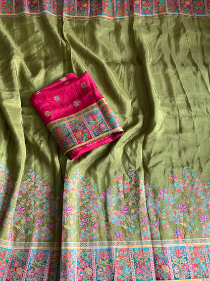 Viscose Silk Saree With Pashmina Weaving Design