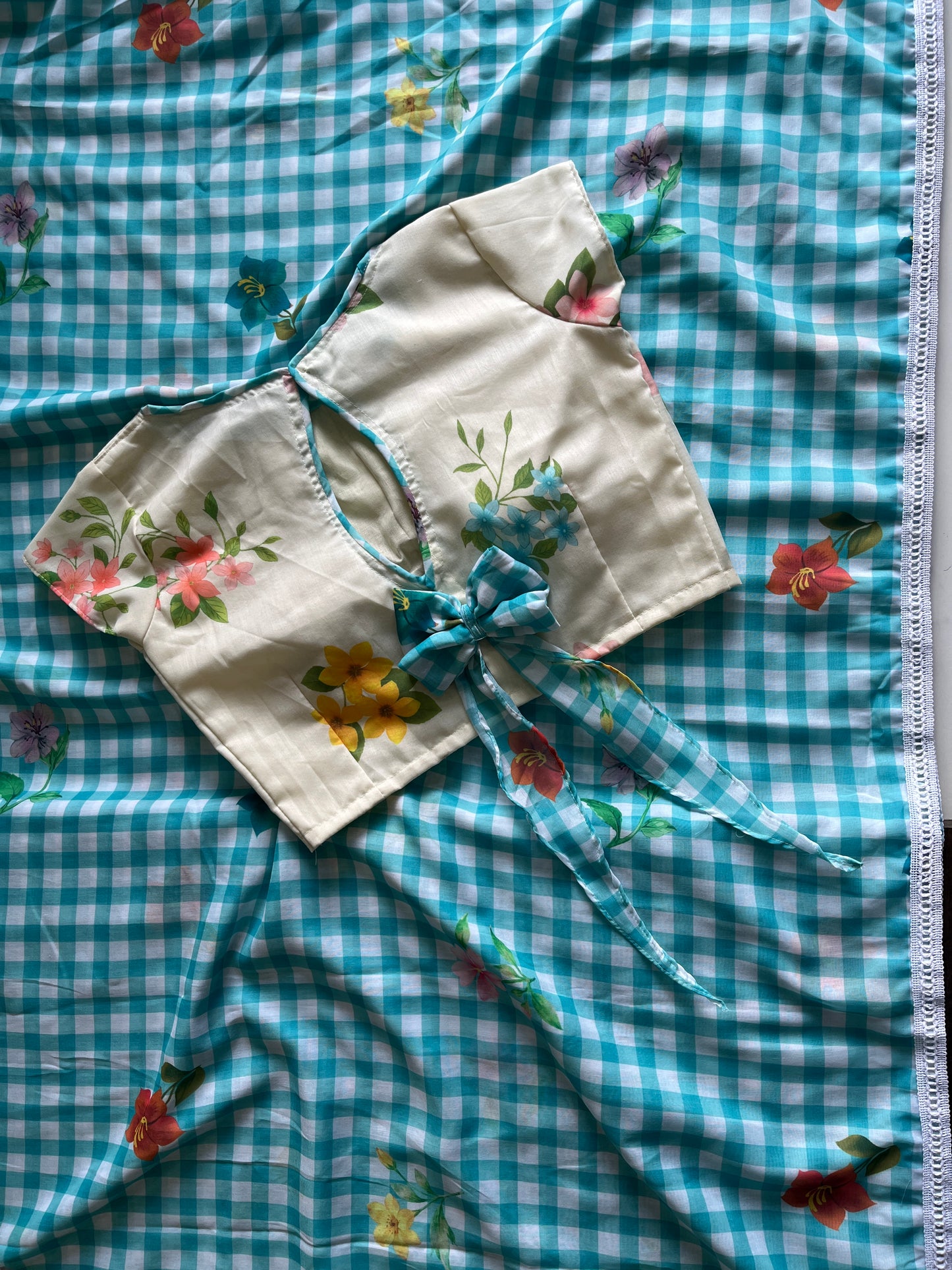 Chanderi Mul Mul Cotton Saree With Stitched Blouse