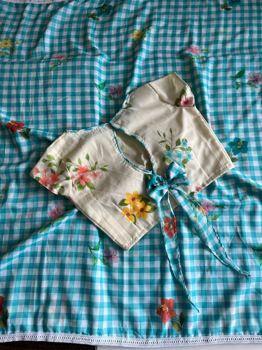 Chanderi Mul Mul Cotton Saree With Stitched Blouse
