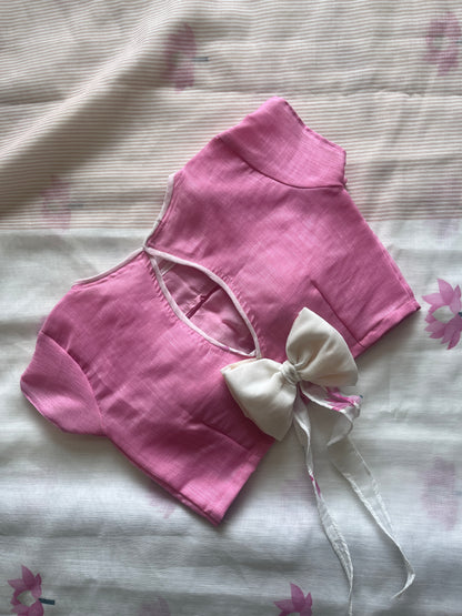 Linen Cotton Saree With Stitched Blouse