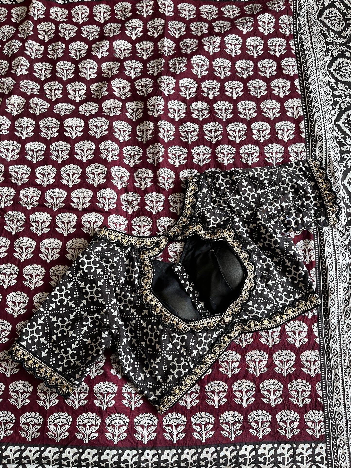 Chanderi Mul Mul Cotton With Stitched Blouse