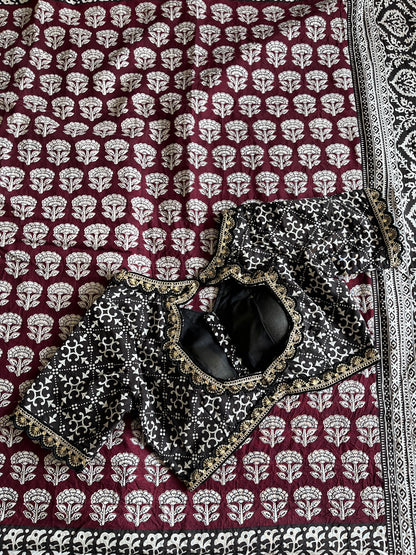 Chanderi Mul Mul Cotton With Stitched Blouse