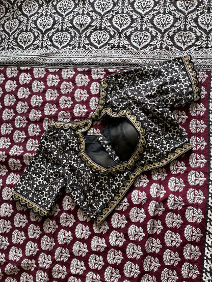 Chanderi Mul Mul Cotton With Stitched Blouse