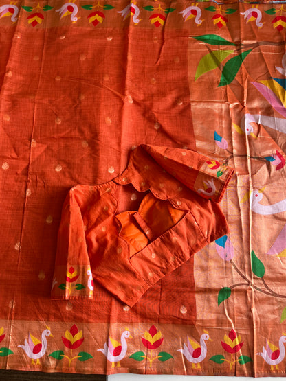 Munga Cotton Saree With Stitched Blouse