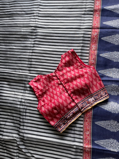 Kota Doriya Saree With Stitched Blouse