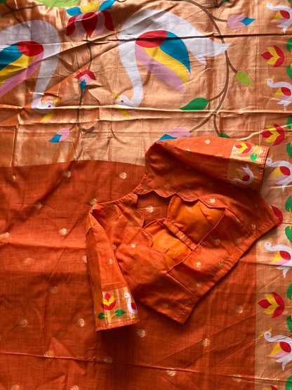Munga Cotton Saree With Stitched Blouse