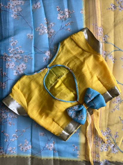 Linen Saree With Stitched Blouse