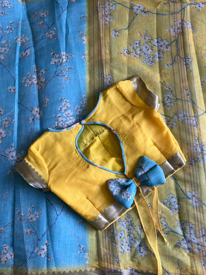 Linen Saree With Stitched Blouse