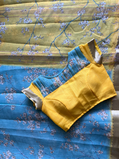 Linen Saree With Stitched Blouse