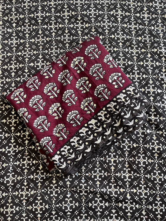 Chanderi Mul Mul Cotton Saree With Mirror Work