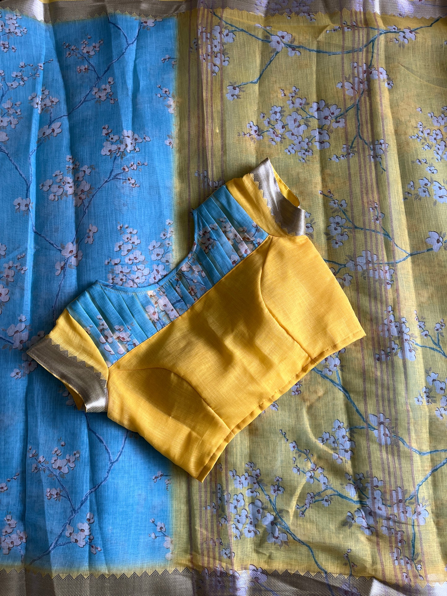 Linen Saree With Stitched Blouse