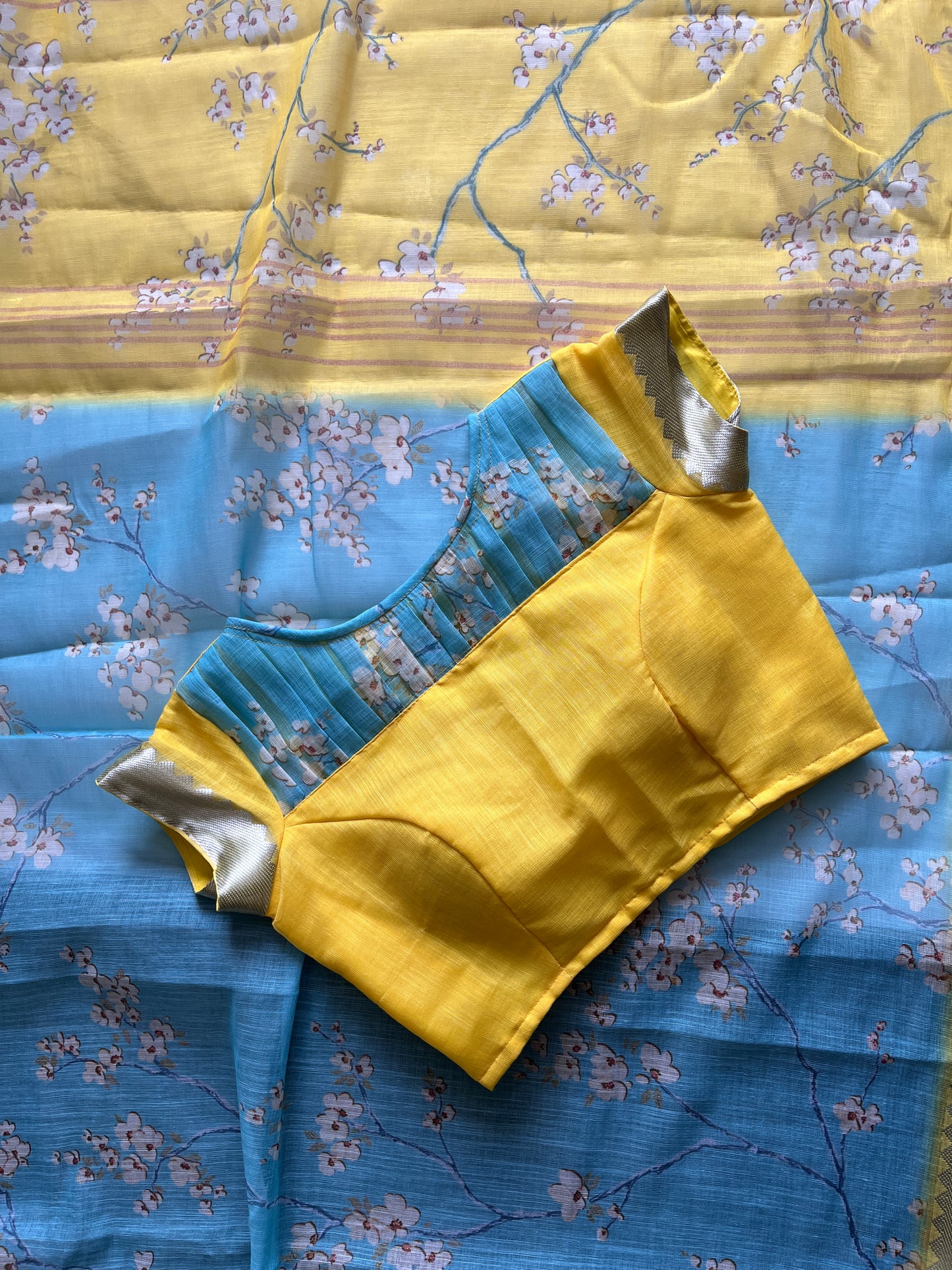 Linen Saree With Stitched Blouse