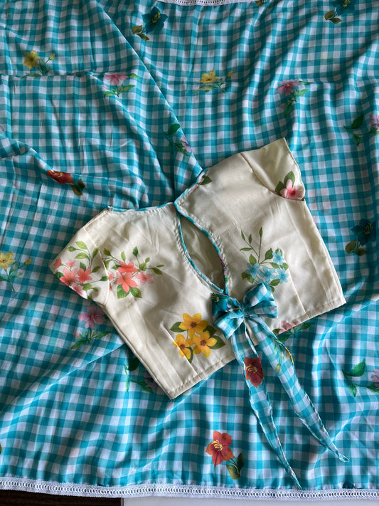 Chanderi Mul Mul Cotton Saree With Stitched Blouse