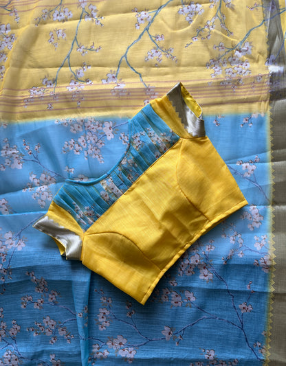 Linen Saree With Stitched Blouse
