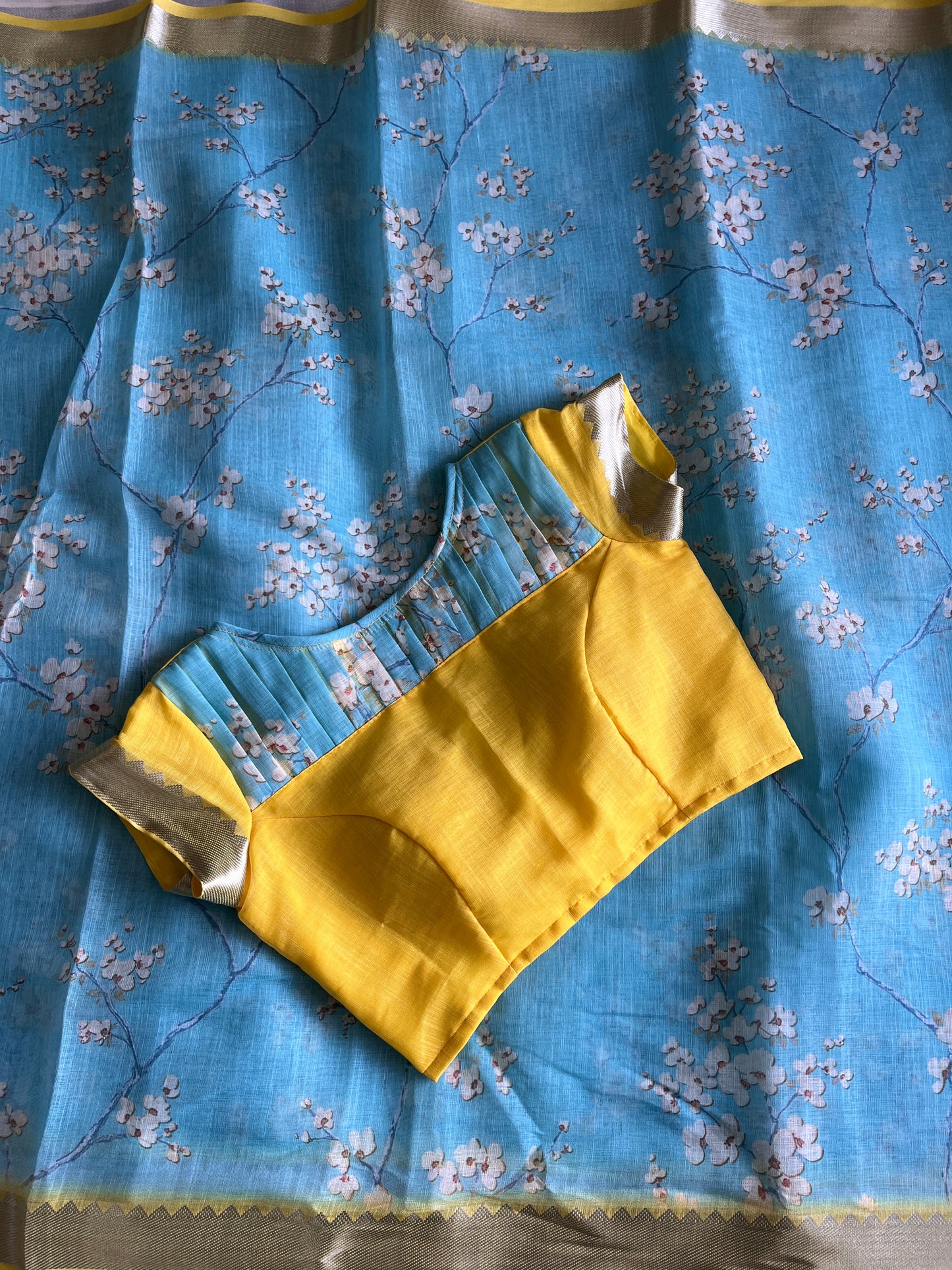 Linen Saree With Stitched Blouse