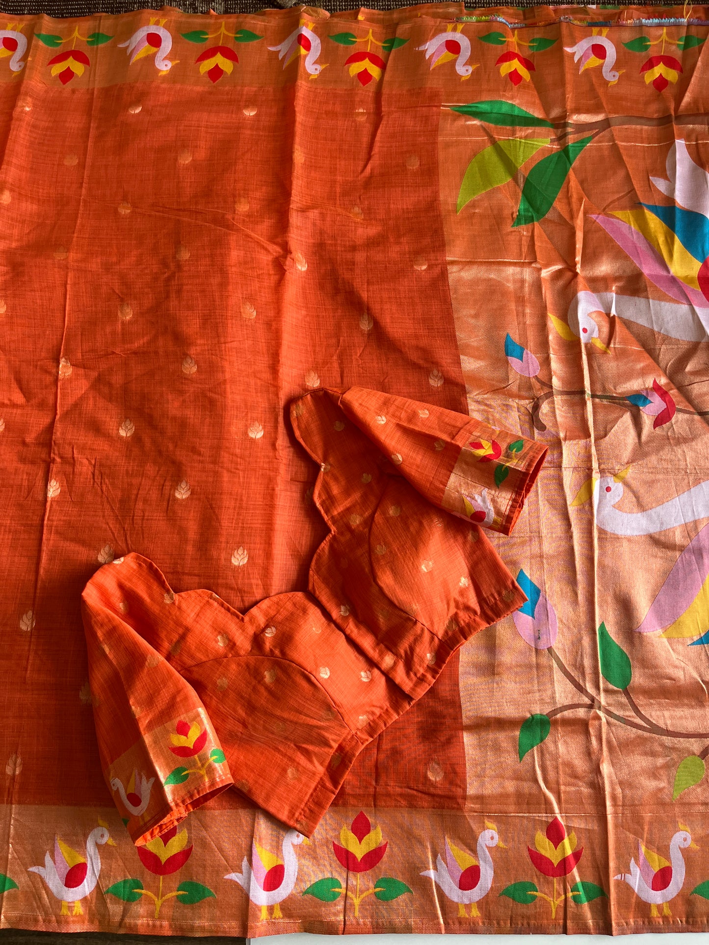 Munga Cotton Saree With Stitched Blouse