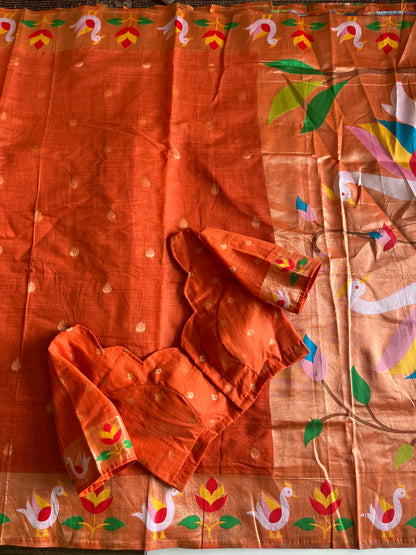 Munga Cotton Saree With Stitched Blouse