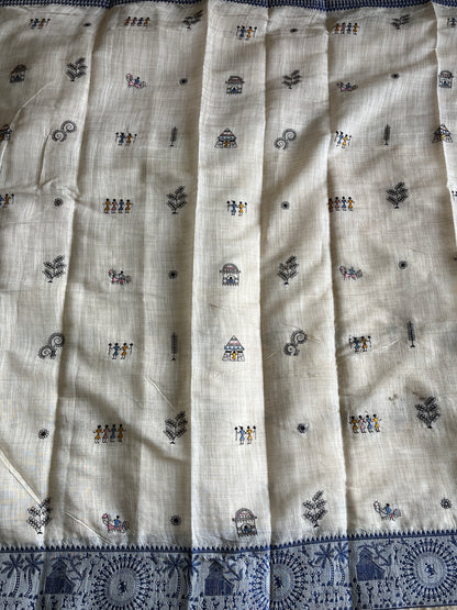 Linen Saree With Contrast Blouse
