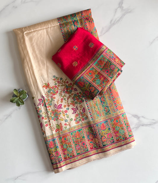 Viscose Silk Saree With Pashmina Weaving Design