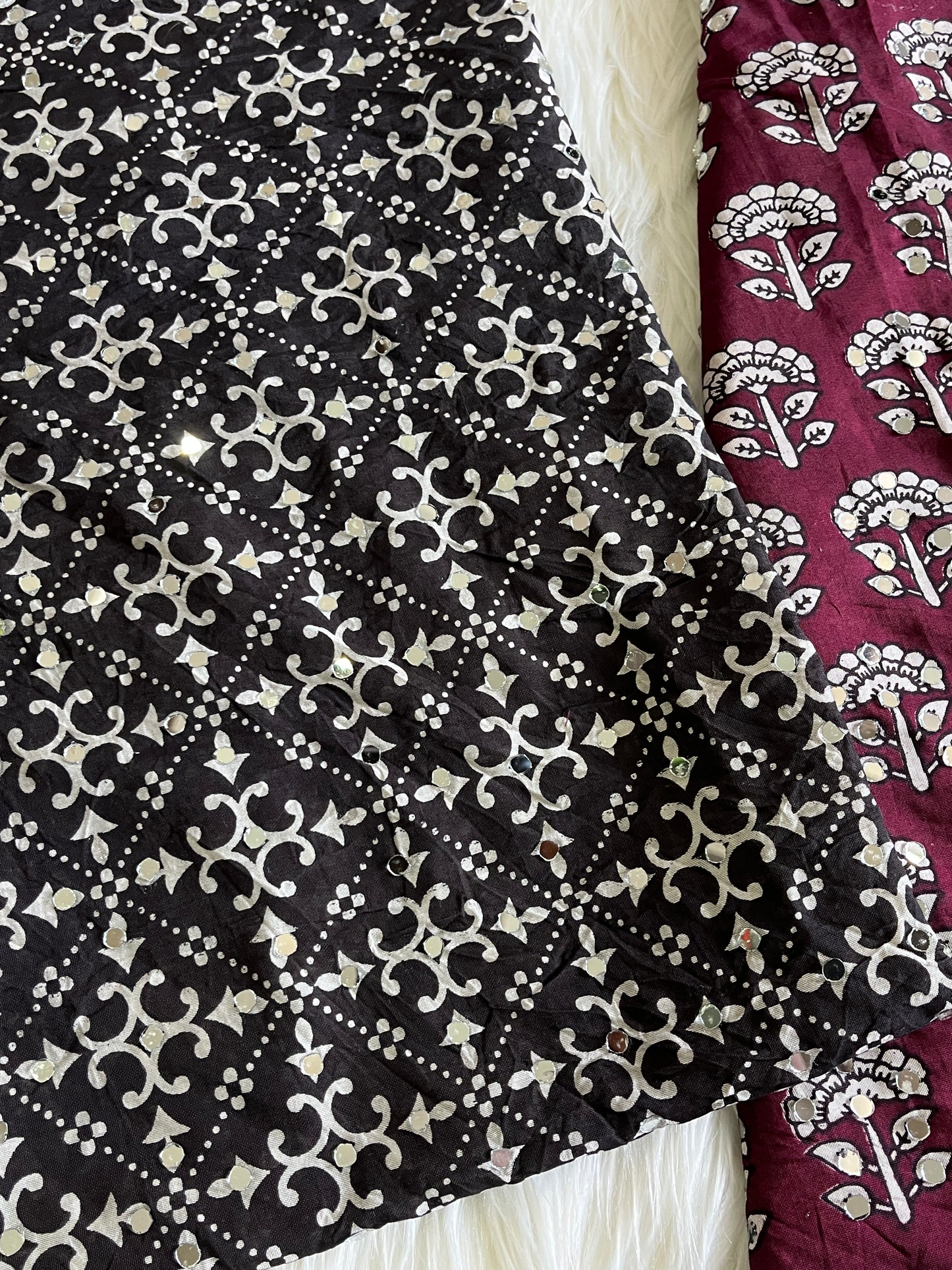 Chanderi Mul Mul Cotton Saree With Mirror Work