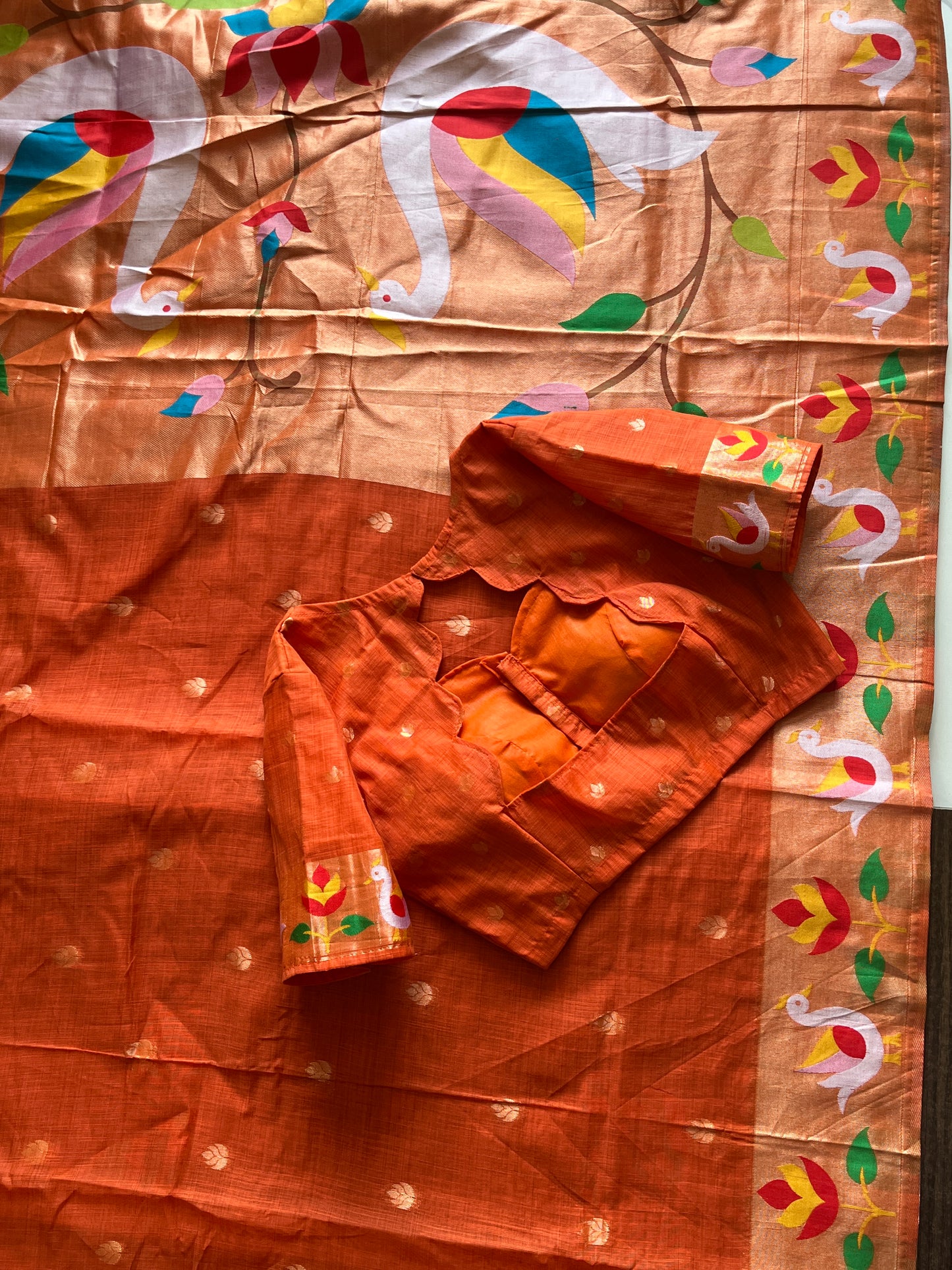 Munga Cotton Saree With Stitched Blouse