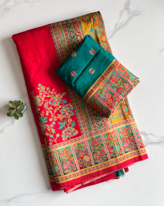 Viscose Silk Saree With Pashmina Weaving Design